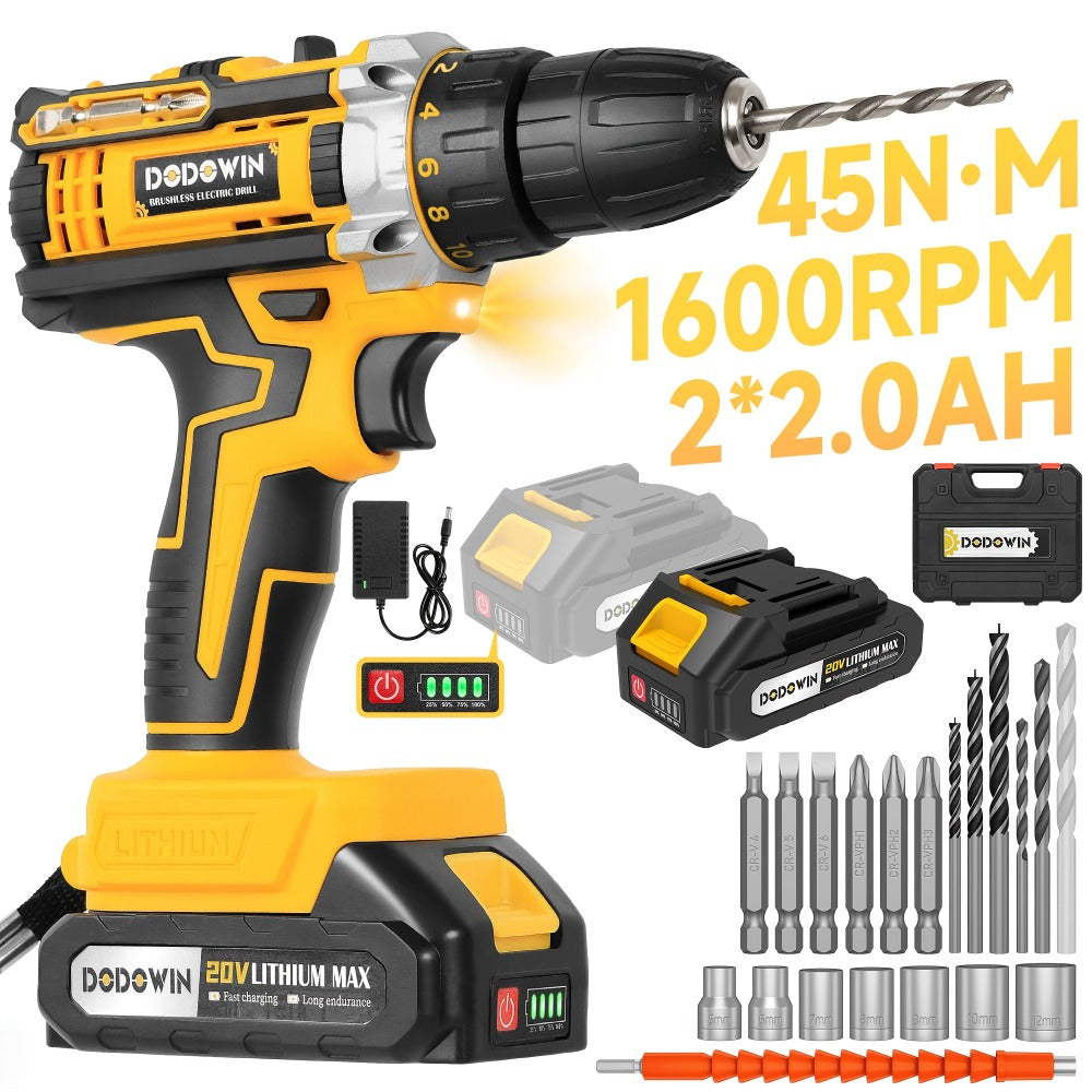 Cordless Impact Drill Set 12V / 21V Electric Drill Kit ¨C 45Nm Torque, 2-Speed, Keyless Chuck, LED Light, Battery & Charger Included, Up to 115pcs Accessories for Home Repair, DIY & Construction
