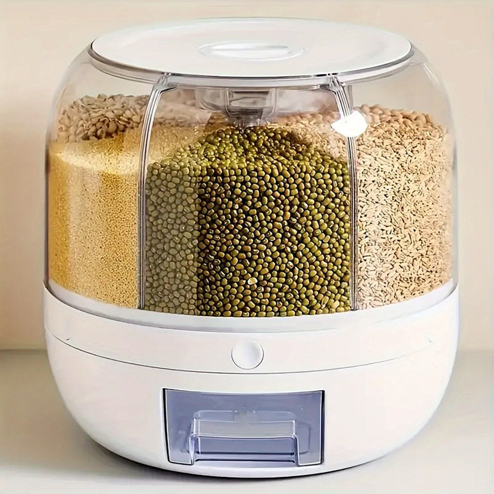 Rotating Rice Storage Container with Multi-Compartment ¨C Large Capacity Grain Bucket, Moisture-Proof Insect-Proof Sealed Tank for Rice, Flour, Pet Food Kitchen Organizer