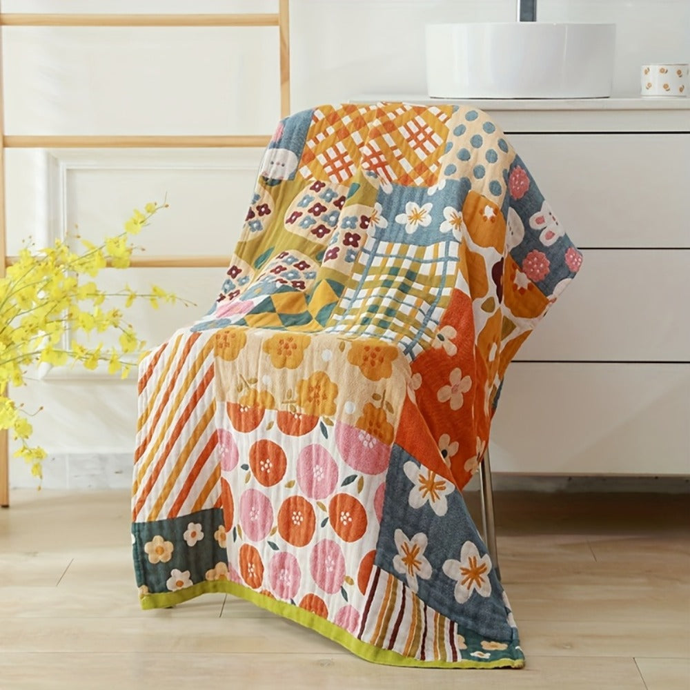 100% Cotton Bath Towel Soft Quick-Dry Absorbent Large Beach Towel, Not Pill Not Shed, Geometric Floral Design, 31x63 Inch