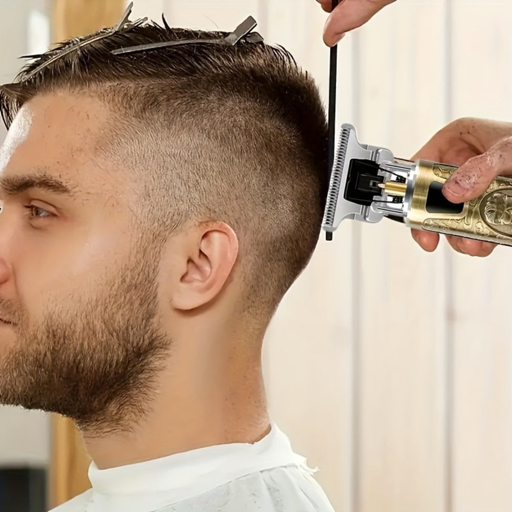 Professional Hair Clipper with LCD Display Vintage Oil Head Fade & Carving Hair Cutting Machine - Precision Trimming for Barbers & Home Use, Unique Dragon & Buddha Head Designs, Rechargeable