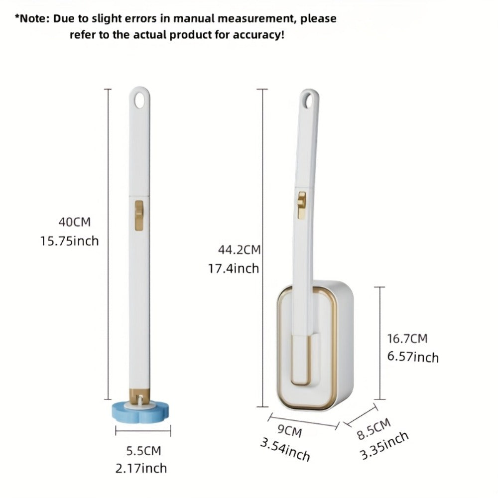 Wall-Mounted Toilet Brush Set with 8 Disposable Heads | No-Drill Easy Install, Long Handle Bathroom Cleaning Brush, Replaceable Brush Heads for Toilet Bowl, Home & Commercial Use, Plastic Medium Firmness