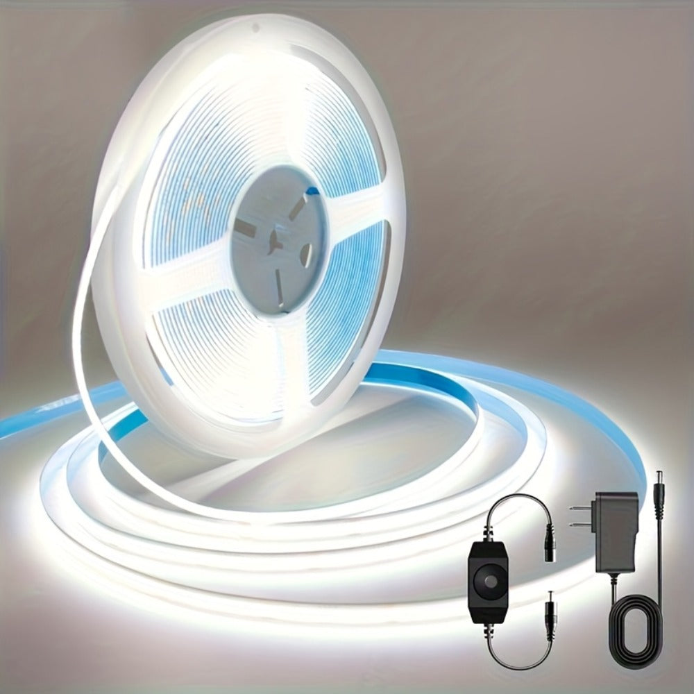 COB LED Strip Light Dimmable 32.8ft 10m, 8mm Ultra-Thin 24V High Density Flexible COB LED Tape Light with Dimmer Switch, for TV Backlight, Bedroom, Kitchen Cabinet, Closet, Under Cabinet Home Lighting
