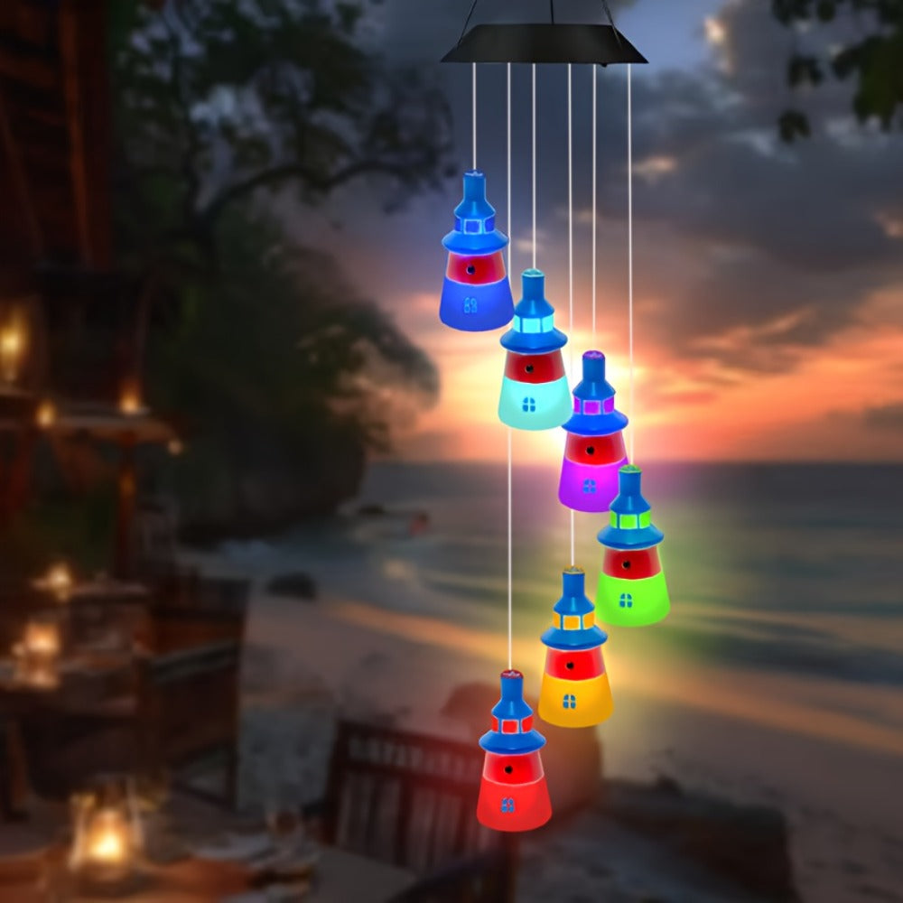 Solar Hanging Lighthouse Light RGB Color Changing ¨C Outdoor Rainbow Solar Lantern for Garden, Patio, Festival & Holiday Decoration, Waterproof Hanging Solar Garden Light