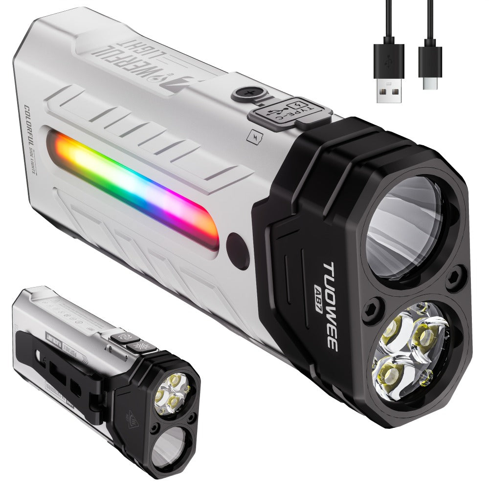 High Lumen Flashlight 5000 Lumen Ultra Bright | High-Capacity Battery Long Runtime USB Rechargeable | Lock Function Camping Night Fishing Outdoor Work Gift for Men