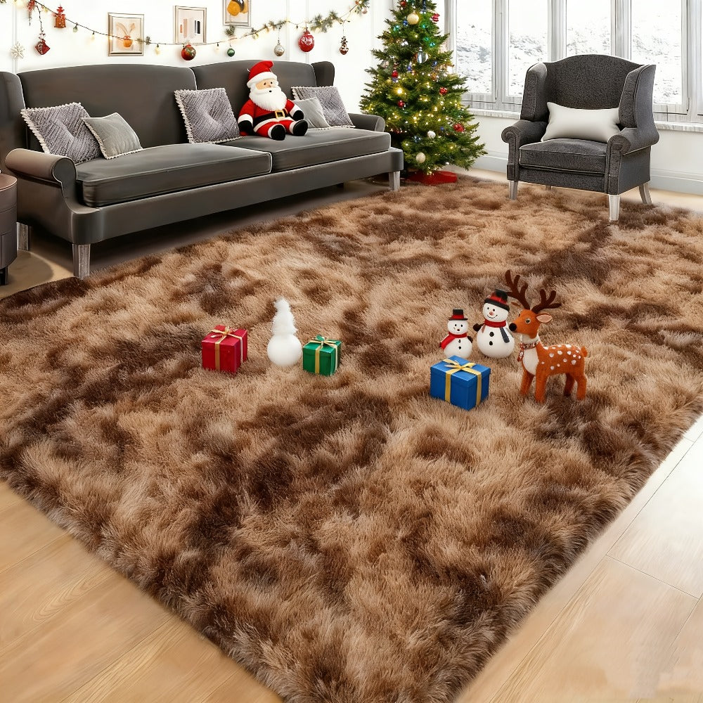 Gradient Color Soft Area Rug - Washable Anti-Slip Shaggy Fluffy Carpet for Living Room & Bedroom | Modern Machine-Made Floor Mat in Extra Large Sizes | Cozy Plush Rug in Multiple Colors