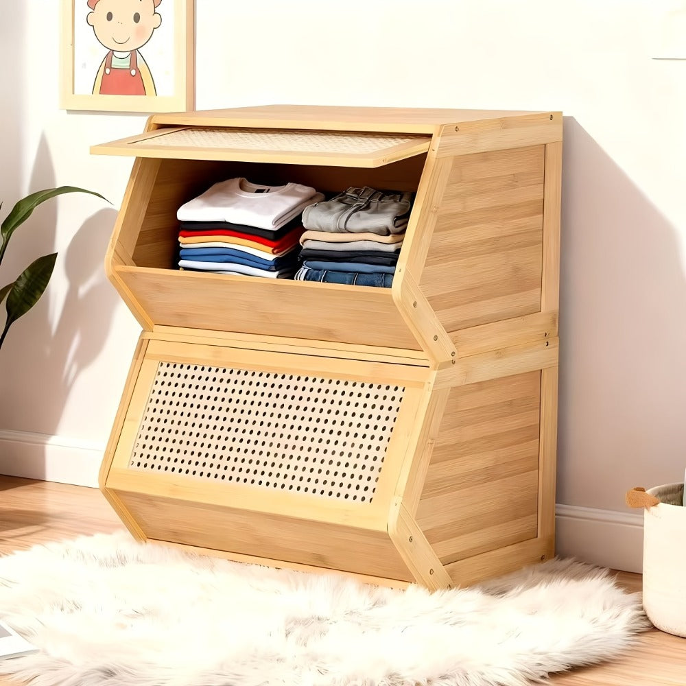 Bamboo Shoe Rack with Flip Drawer Freestanding Narrow Entryway Shoe Organizer 2 Sizes Stackable Storage for Living Room Bedroom