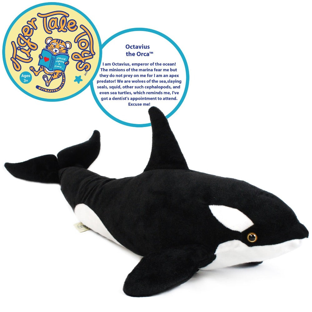 Orca Stuffed Animal 28 Inch Giant Plush Toy - Realistic Killer Whale Plushie Soft Ocean Animal Gift for Kids by Viahart, Octavius The Orca Blackfish