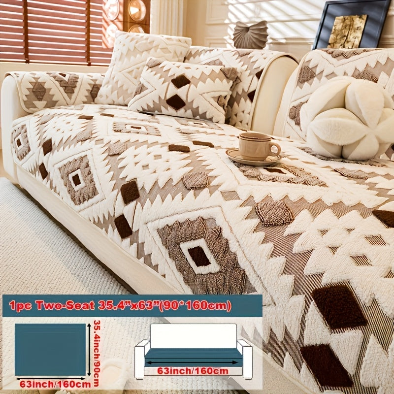Thick Plush Sofa Cover Non-Slip Pet Friendly Machine Washable Couch Slipcover Furniture Protector for Living Room Bedroom Office Armrest to 4-Seat Multiple Colors