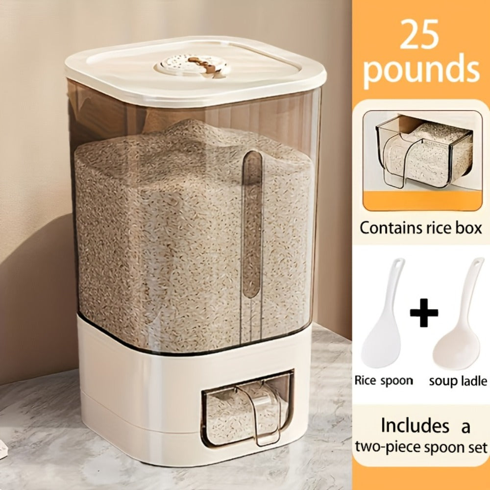 Airtight Rice Container with Measuring Cup | Large Capacity Moisture-Proof Rice Dispenser for Rice, Grains, Flour, Pet Food ¨C BPA-Free Kitchen Food Storage