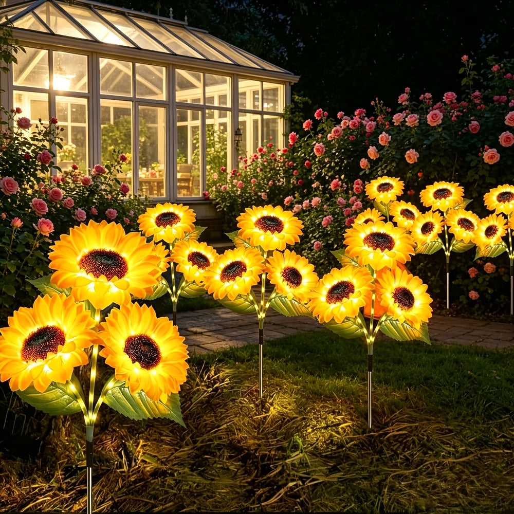 Solar Garden Lights Sunflower LED Outdoor Stake Lights 3-in-1 IP44 Waterproof Solar Powered Lawn Path Landscape Lights for Patio Yard Garden Decor Mother's Day Housewarming Gift