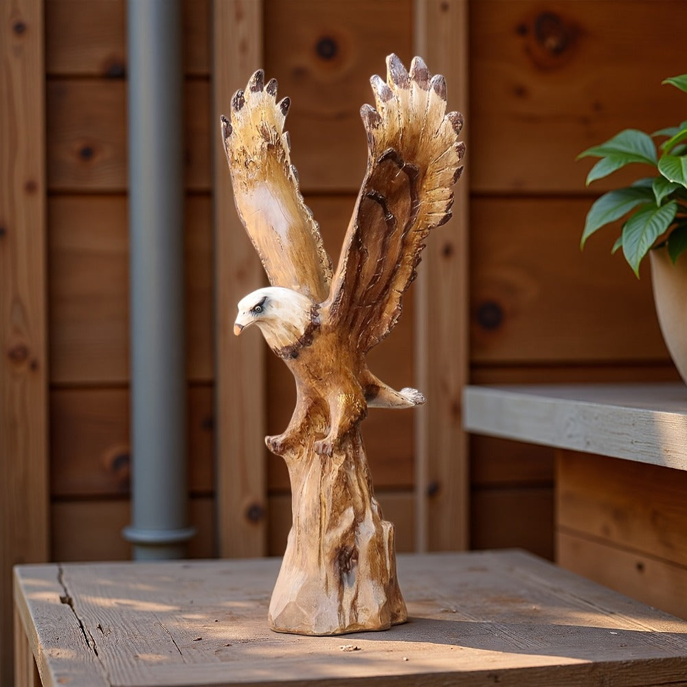 Eagle Statue 15.5-Inch Lifelike Resin Sculpture, Majestic Bald Eagle Figurine for Outdoor Garden, Patio, Yard & Indoor Home Decor ¡ª Classic Wildlife Art Accent, Housewarming & Holiday Gift