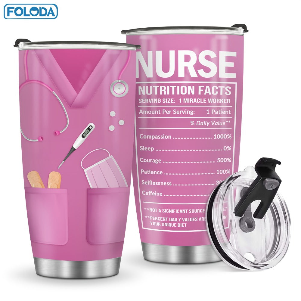 Nurse Tumbler 20oz Stainless Steel Double Wall Vacuum Insulated Travel Mug with Lid Leak-Proof Oval Water Bottle Funny Nurse Design Gift for Nurses Doctors Healthcare Workers Christmas Valentine Appreciation