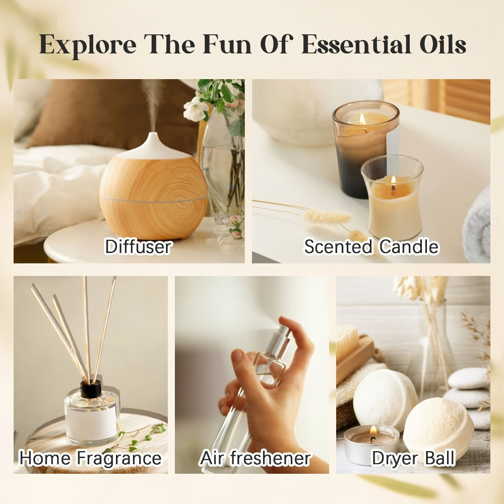 Essential Oils Set 12 26 32 48 Pcs Aromatherapy Gift Kit Lavender Eucalyptus Tea Tree Peppermint for Diffuser Humidifier Candle Soap Making Birthday Holiday Gift