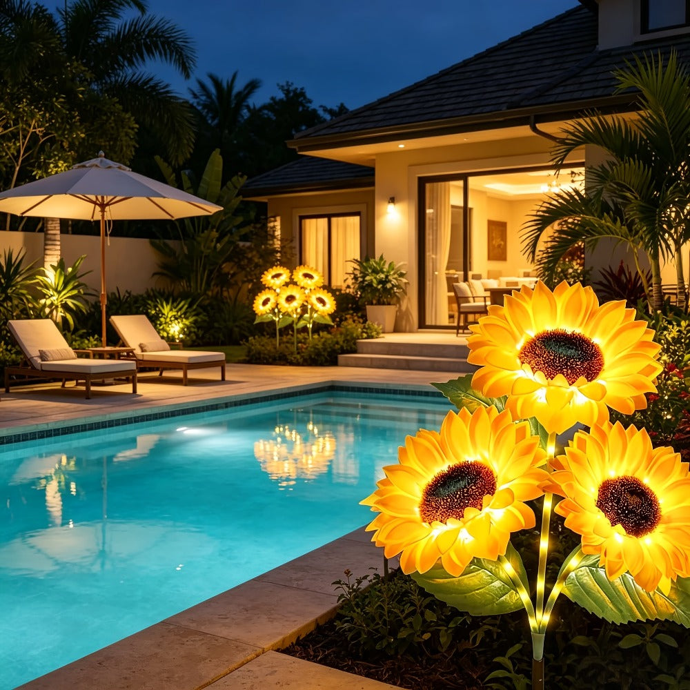 Solar Garden Lights Sunflower LED Outdoor Stake Lights 3-in-1 IP44 Waterproof Solar Powered Lawn Path Landscape Lights for Patio Yard Garden Decor Mother's Day Housewarming Gift