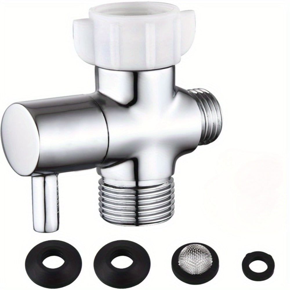 Toilet T-Adapter Diverter Valve with Shutoff - 304 Stainless Steel G7/8 American Thread, Chrome Finish, O-Ring & Mesh Filter Included, No Electricity Required, Universal Toilet Accessory