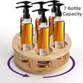 360 Rotating Bamboo Coffee Syrup Organizer 7-Bottle Holder Rack ¨C Countertop Spice Condiment Storage Stand for Kitchen Bar Home Office Desktop Easy Assembly Scratch-Proof Base
