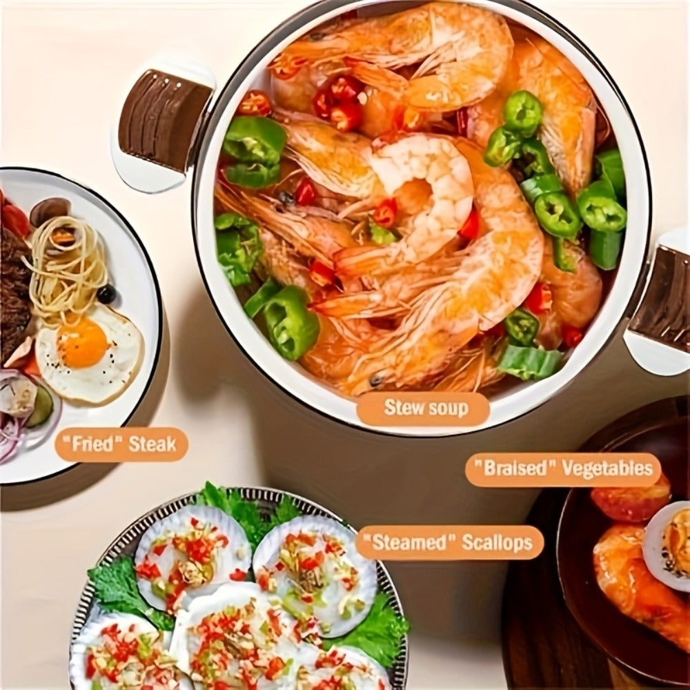 Enamel Cooking Pot Large Capacity ¨C Nonstick Double-Handle Stew Pot for Stewing, Boiling & Baking, Multifunctional Dutch Oven Style Home Pot for Family Gatherings, Holiday Cooking & Everyday Use
