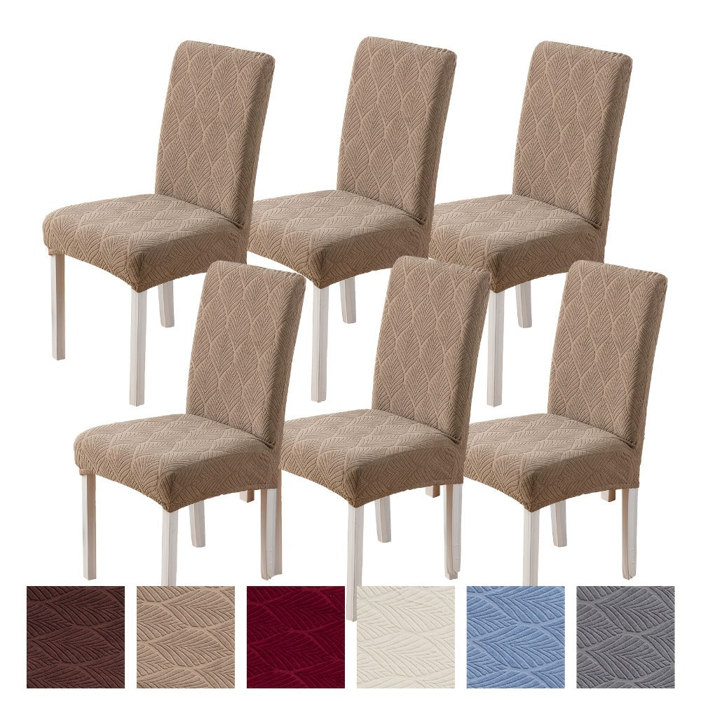 Dining Chair Covers 6pcs Waterproof - Stretch Polyester Spandex Elastic Slipcovers with Little Leaf Pattern, Machine Washable Pet-Friendly Chair Protectors for Home Restaurant