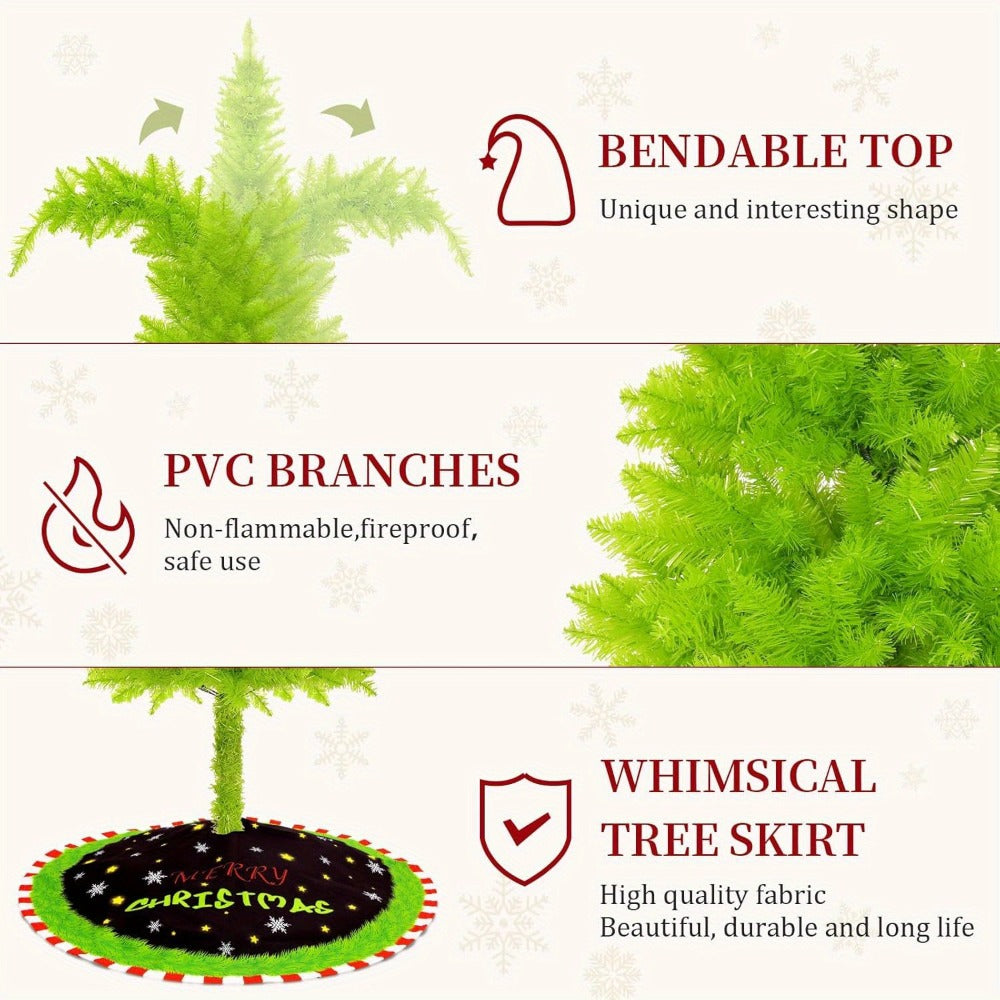 6FT Artificial Christmas Tree with Skirt, Balls & Stand ¨C Flexible Full Christmas Tree Set with Unique Decorations for Home, Office & Party ¨C Festive Holiday Decor, Green