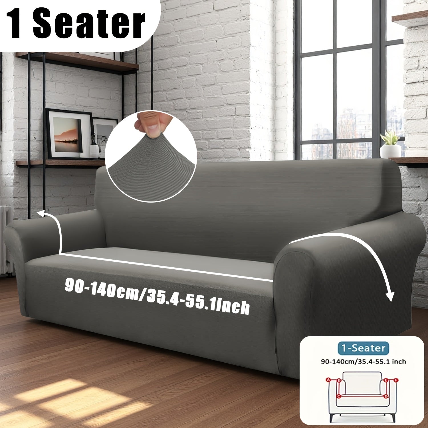Stretch Sofa Cover Elastic Band | Milk Fiber Fabric Slipcover, Machine Washable Polyester Spandex, 1 to 4 Seater Armchair Couch Cover, Red Gray Blue Black Coffee, Home Decor