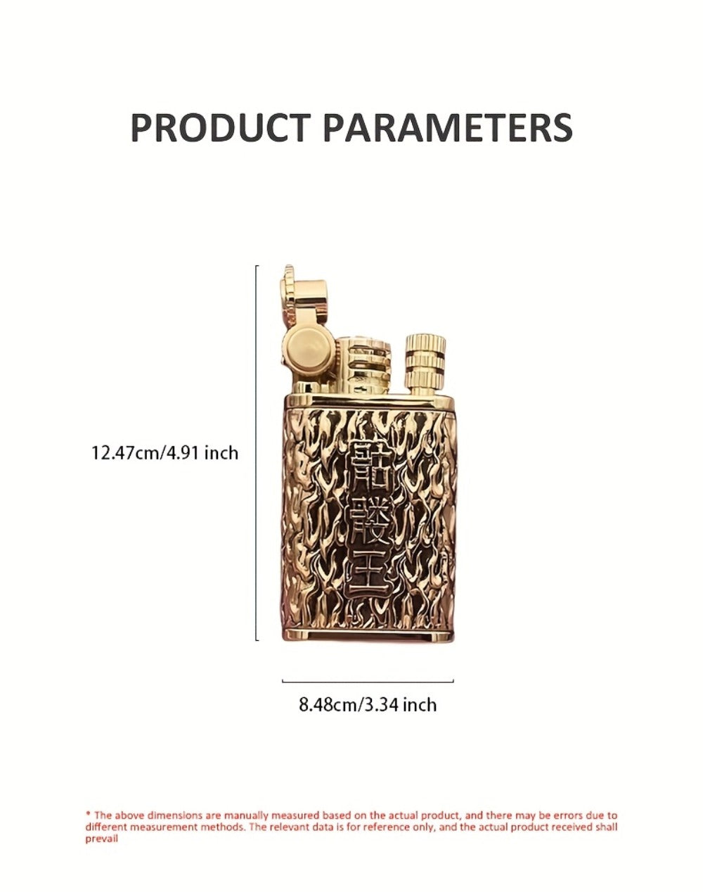 Kerosene Lighter 2-in-1 Permanent Match Flint Wheel Refillable ¨C Golden Windproof Pocket Lighter with Built-In Match Strike, Unique Gift for Men, Father¡¯s Day & Outdoor Use