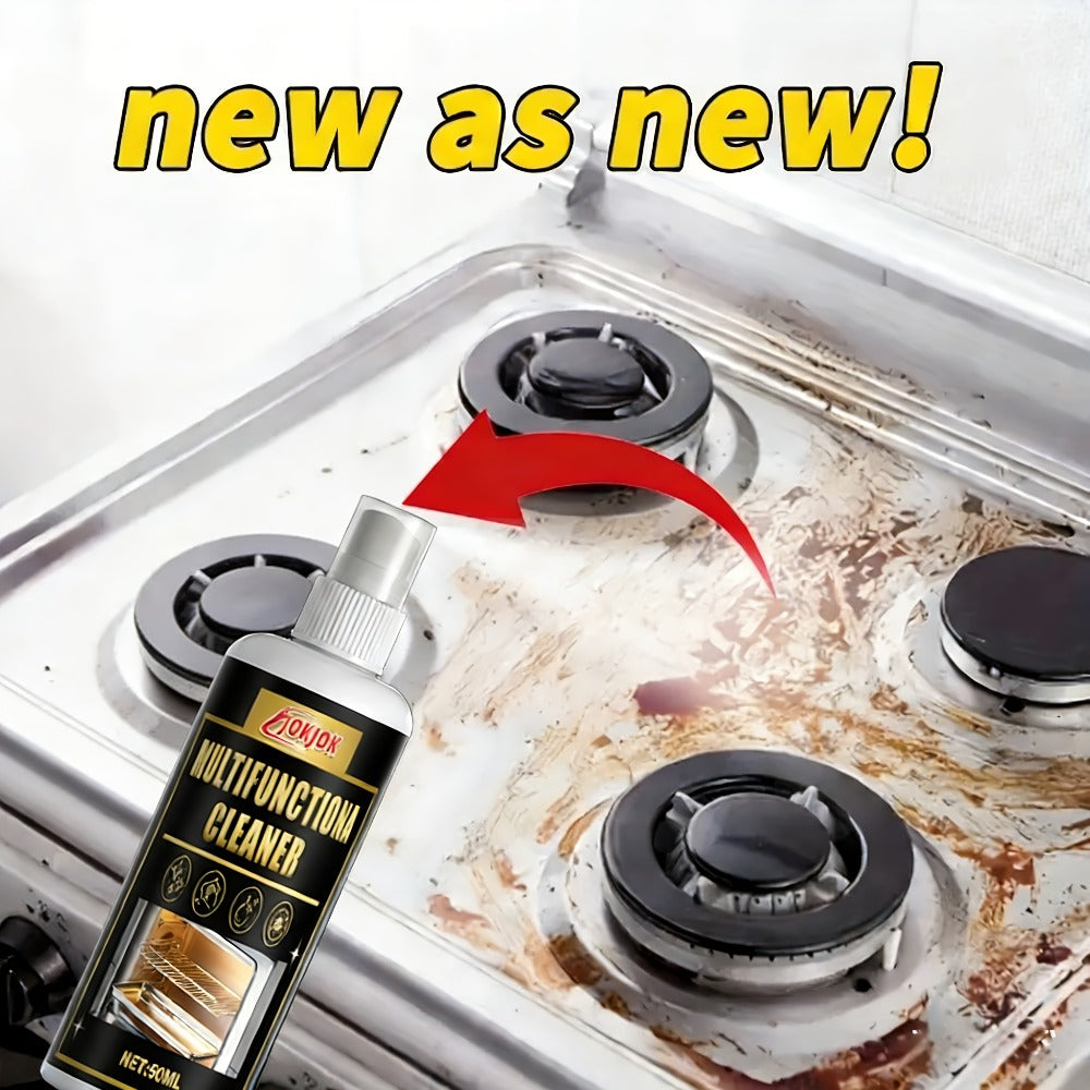 Calcium Carbonate Metal Cleaner Spray - Heavy Duty Oil Stain Remover for Stove Oven Cooktop, Polish & Restoration Formula with Sponge, 1.69oz