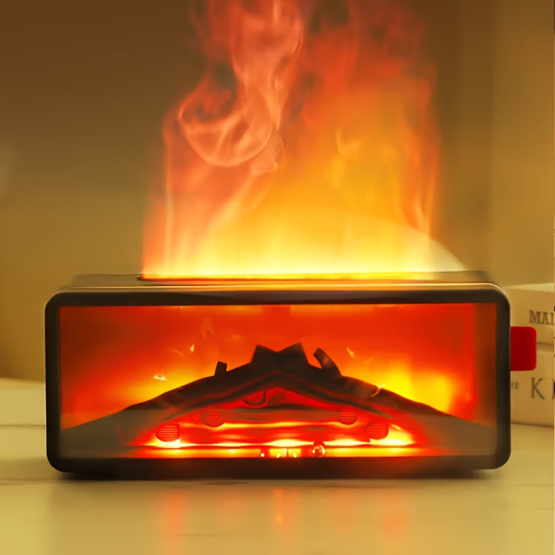 Electric Fireplace Humidifier 3D Flame Effect Aroma Diffuser 2-in-1 Cool Mist Humidifier with Flickering Flame Night Light Silent for Living Room Bedroom Office Christmas Valentine Gift