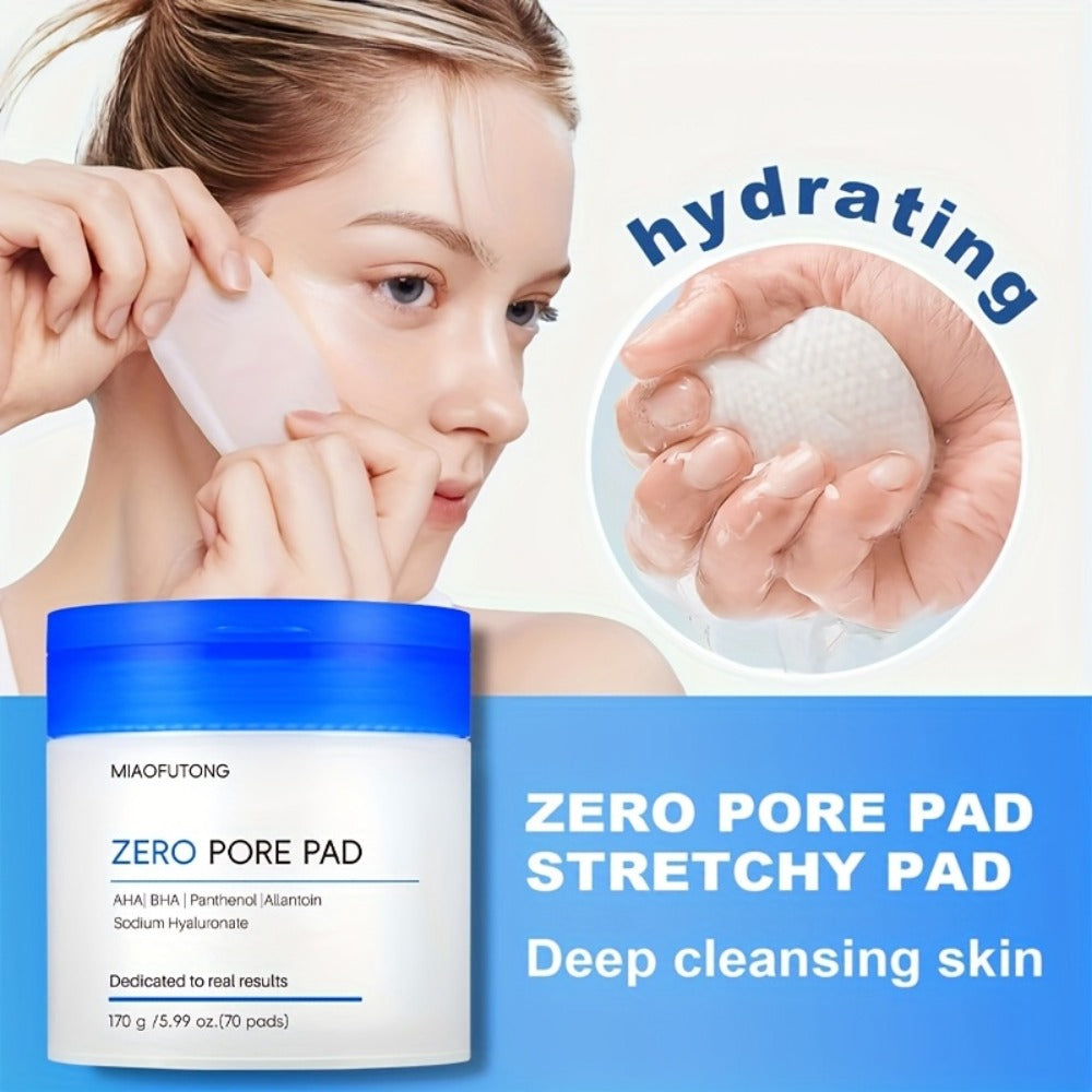 AHA BHA Toner Pads Zero Pore 70pcs - Deep Cleansing, Oil Control & Hydration with Hyaluronic Acid, Salicylic Acid & Rosemary Leaf Oil | Gentle Exfoliating Pads