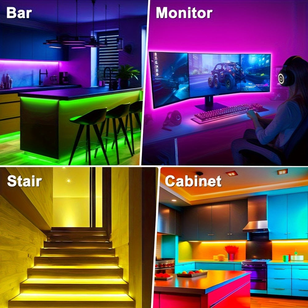 RGB LED Light Strip 5050 SMD USB Powered - Multi-Color Cuttable LED Strip with 3-Button Controller, Easy Install for Home Decor Living Room Bedroom TV Background Christmas Party Stage, 3M / 4M / 15M