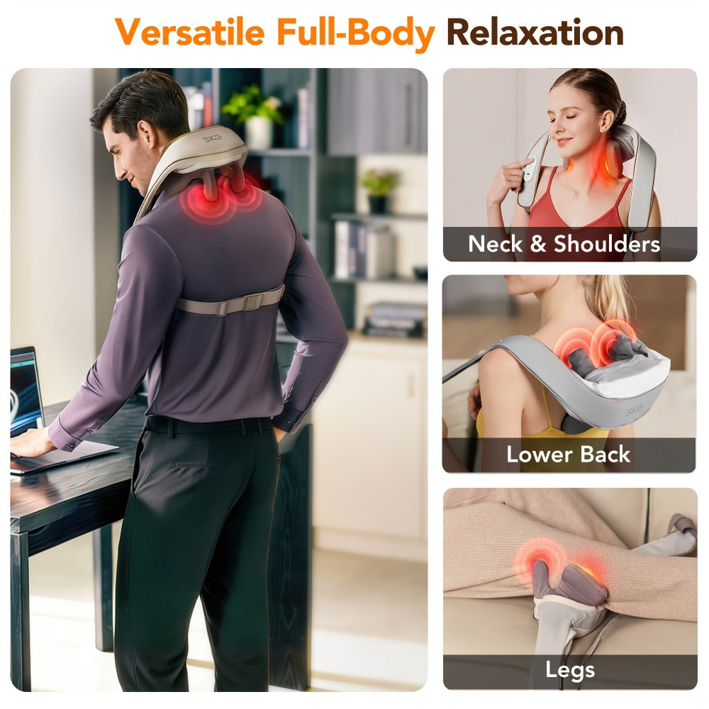 Wearable Neck & Shoulder Massager with Heat ¨C 6D Bionic Hand Kneading Trapezius Massager, 9 Modes 3 Intensities 40-45¡ãC Heat, Hands-Free Deep Tissue Massage for Home & Office, Gift for Women Men Mom