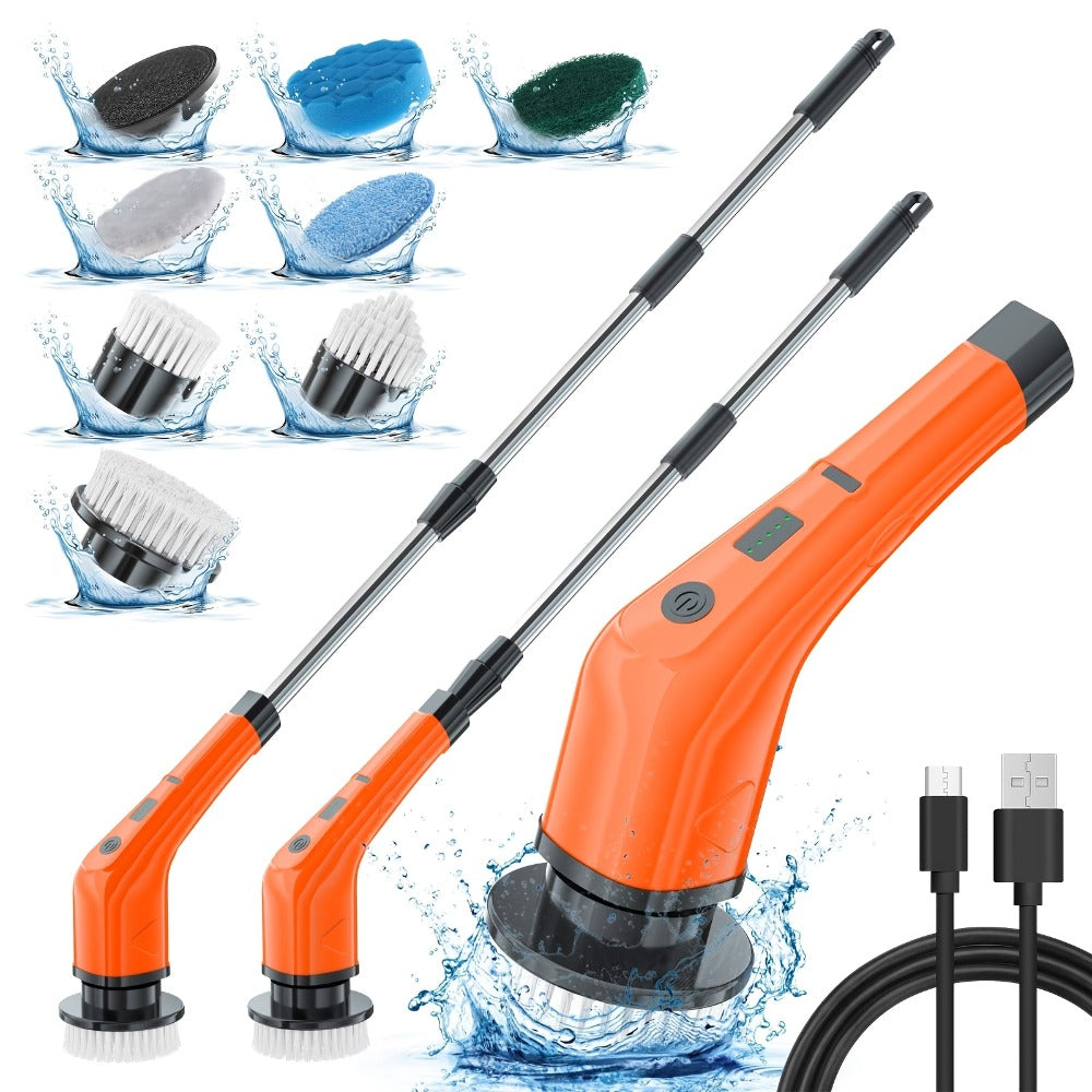 Telescopic Electric Cleaning Brush with Long Handle, 7-in-1 & 14-in-1 Multifunctional Power Scrubber Kit, Replaceable Brush Heads, Household Floor Kitchen Bathroom Tile Grout Scrubbing Tool