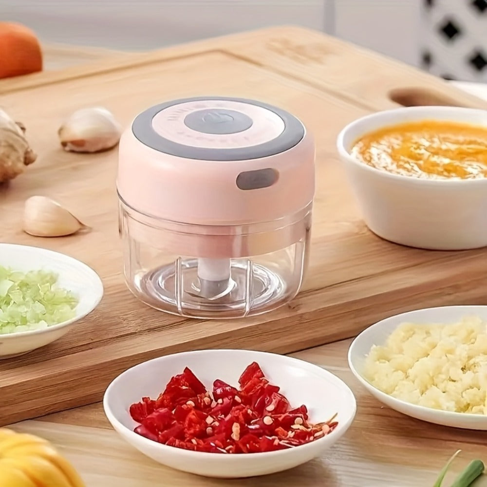 Electric Food Chopper Mini Garlic Crusher USB Rechargeable Meat Grinder 3.38oz 8.45oz Portable Wireless Kitchen Tool
