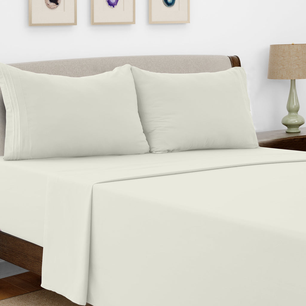 Microfiber Bed Sheet Set 4 Piece - Soft Breathable Deep Pocket 16 inch Fitted Sheet, Flat Sheet & Pillowcases, Wrinkle Fade Resistant Bedding for All Seasons Twin Twin XL Full Queen King Cal King, 24 Colors