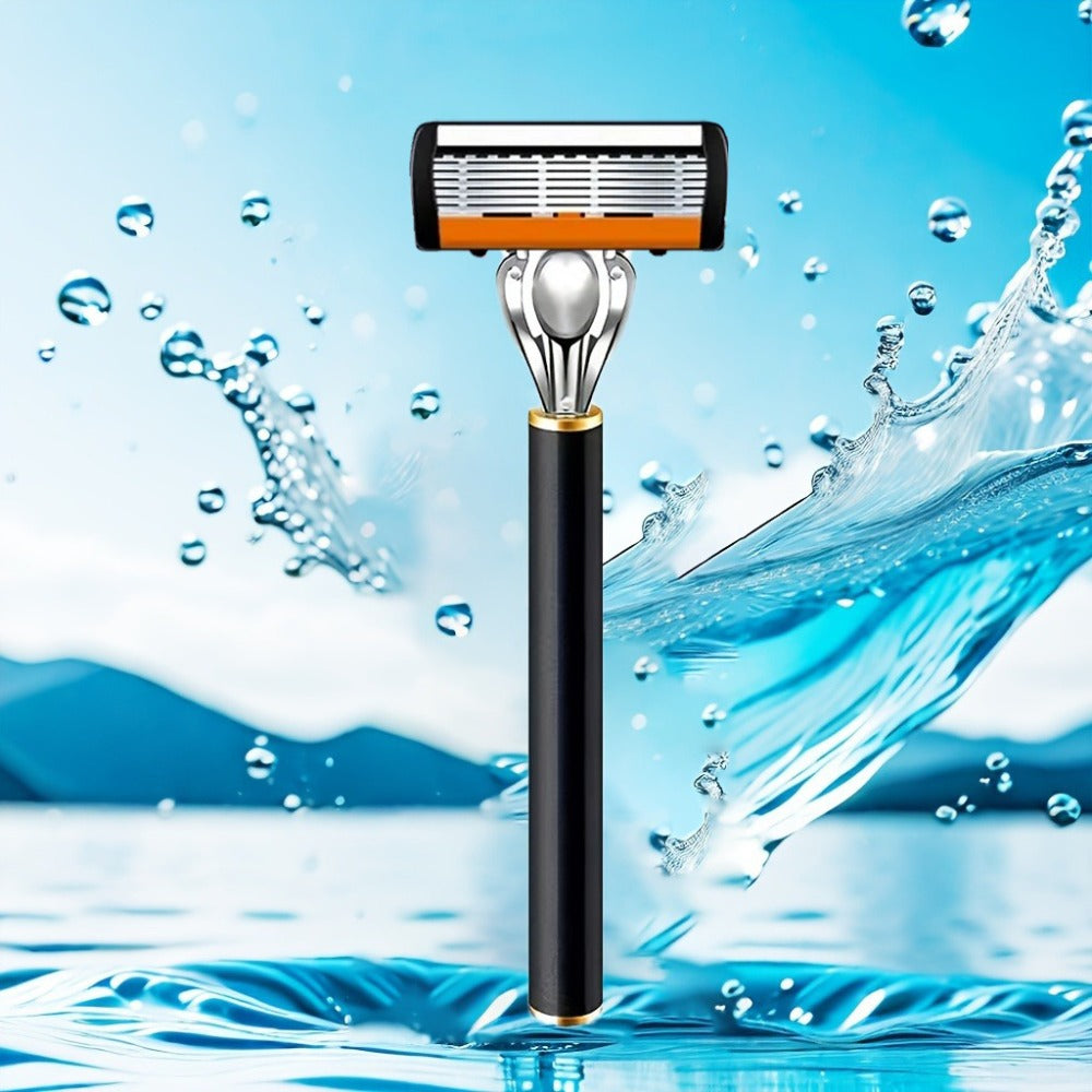 Safety Razor Set with Replacement Blades ¨C Anti-Slip Metal Handle, Contour Fitting, Fully Washable Shaving Kit for Men | 24 or 36 Blades