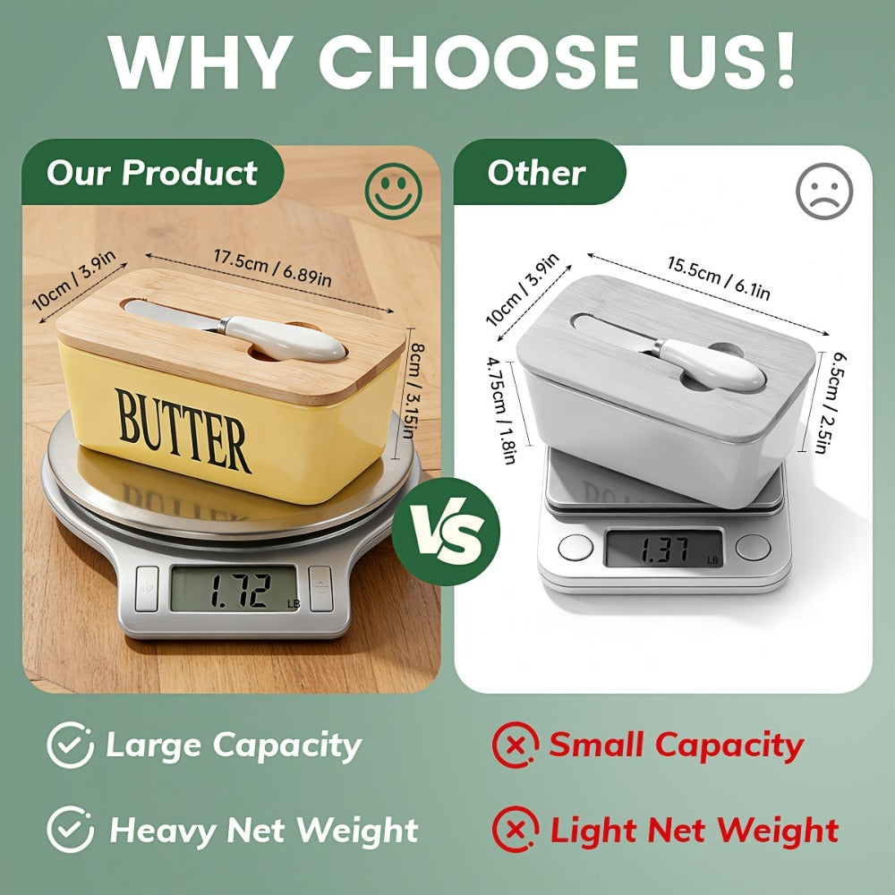 Ceramic Butter Dish with Lid and Knife ¨C Large Countertop Butter Keeper, Airtight Seal, Easy-Clean Design, Multiple Colors ¨C Kitchen Gift for Butter Lovers