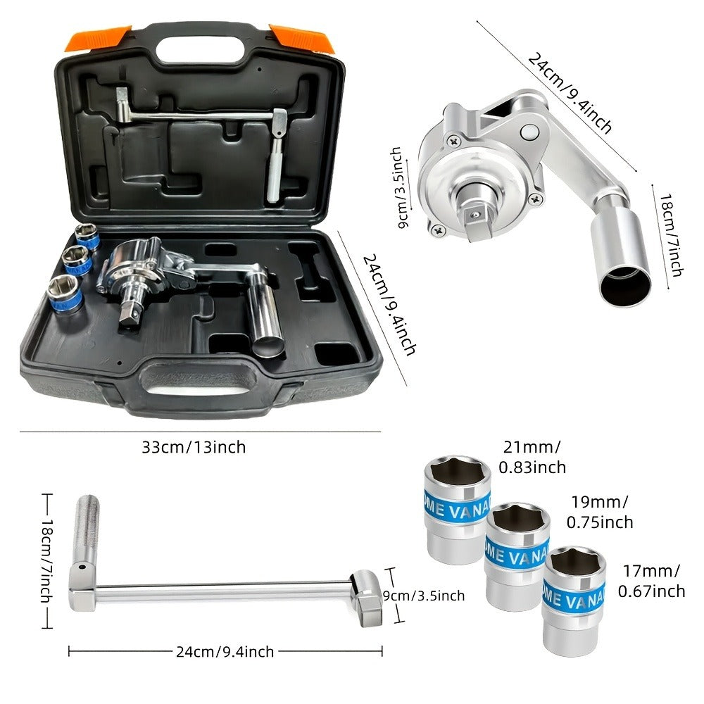 Torque Multiplier Wrench Set 1:16 400NM Lug Nut Remover ¨C 1/2 Drive Labor-Saving Tire Changing Kit with 17mm 19mm 21mm Sockets, Lug Nut Removal Tool for Most Vehicles