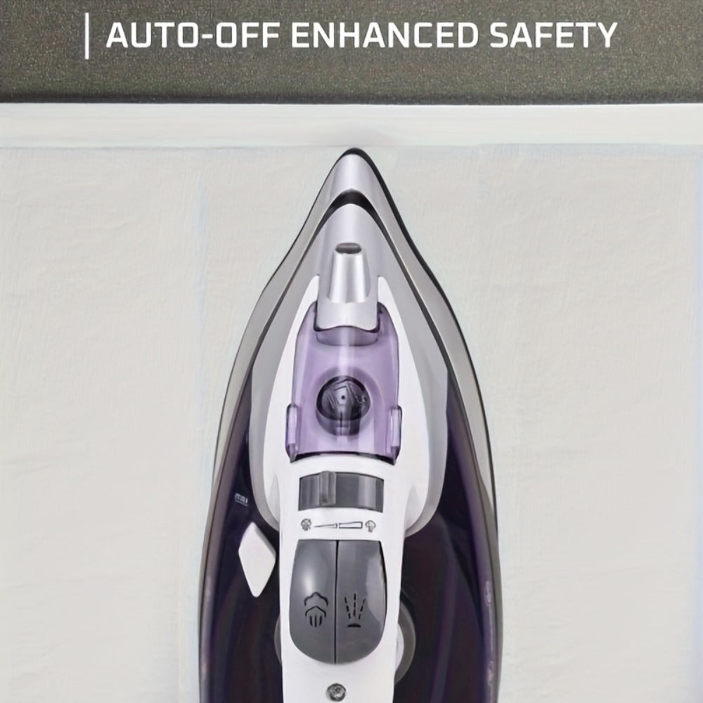 Steam Clothes Iron with Ceramic Coated Soleplate ¨C Precision Thermostat, 3-Way Auto-Off, Self-Cleaning, Anti-Calcium & Anti-Drip, Lightweight Travel & Home Garment Iron