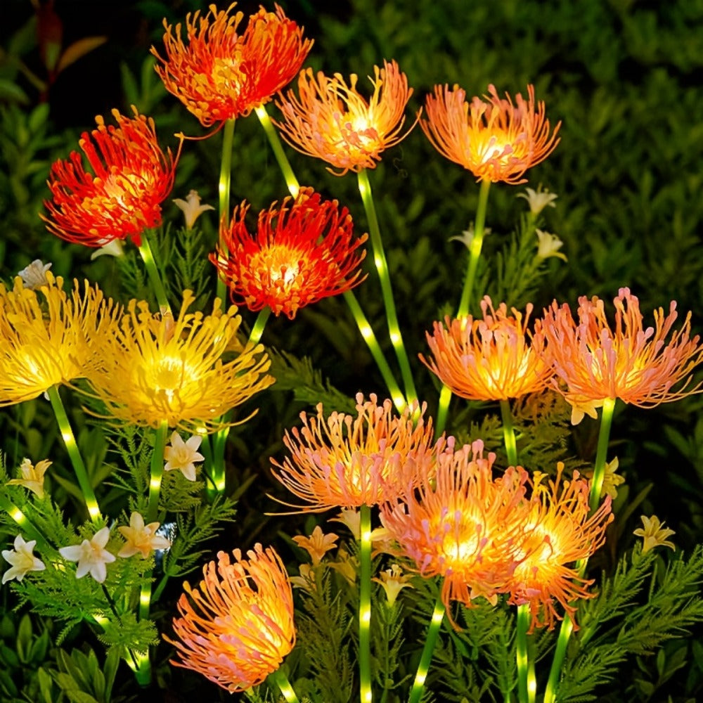 Solar Powered Flower Garden Lights 2-Pack ¨C 3-Head Outdoor Lawn Simulation Shore Flower Stake Lights for Courtyard, Garden, Pathway & Landscape Decoration
