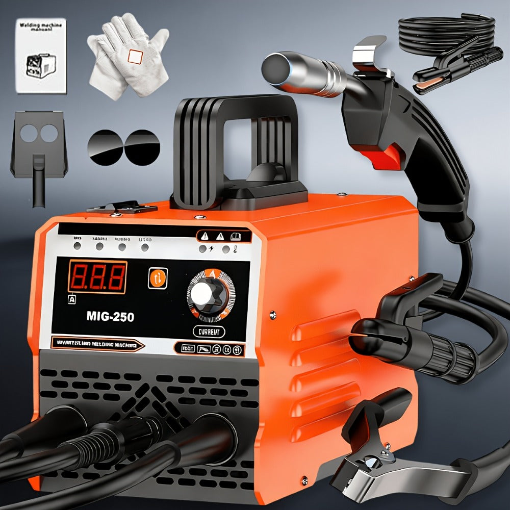 MIG Welder 3-in-1 Welding Machine 110V 105A Gasless MIG Stick ARC Portable Welder Kit with Rubber Case ¨C Complete Starter Set with Welding Wire Rods Mask Gloves for Beginners Home Industrial Repair