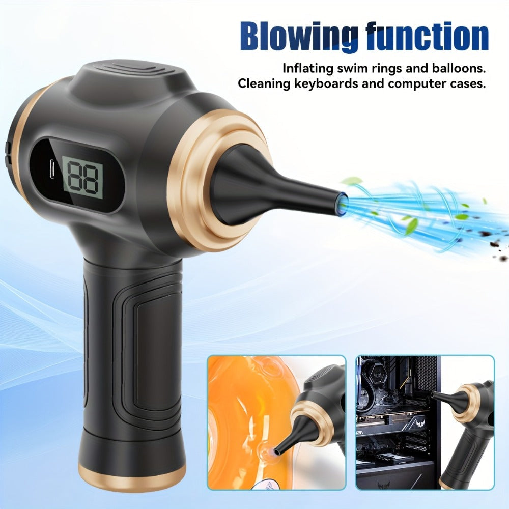Cordless Handheld Vacuum Cleaner with LCD Display & Multi-Nozzles, 9000Pa Suction 50000RPM HEPA Filter, 2-in-1 Blow & Vacuum for Car Home Office Pet Hair Keyboard Sofa
