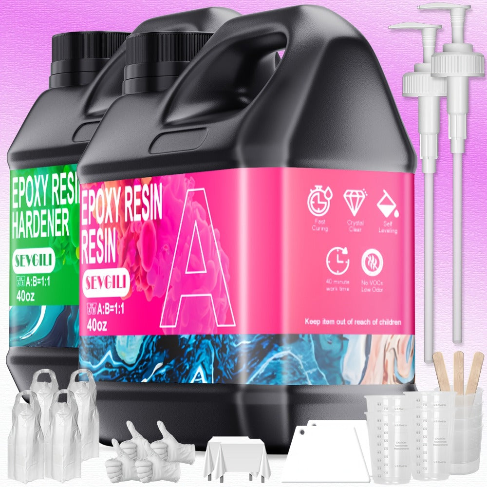 Fast-Curing Epoxy Resin Kit Low Odor Bubble-Free Non-Yellowing ¨C 2-Part Casting Resin for Jewelry Accessories River Tabletops Crafts & Handicrafts, 32oz or 80oz