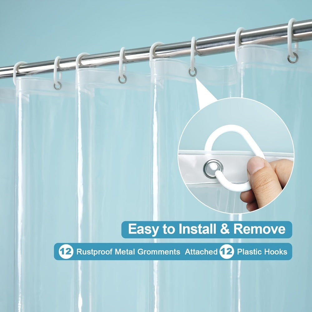 Clear Shower Curtain PEVA 8G Rust Proof Grommets 72x72 Inch - Premium Transparent Waterproof Modern Bathroom Curtain | Single or Set 2 | Easy Clean Smooth Surface | Bathroom Accessories Home Decor