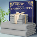 Bamboo Cooling Fitted Sheet Set 2300TC Deep Pocket All Season Bed Sheets | Ultra Soft Breathable Shrink-Resistant Flat Sheet Pillowcases Multiple Colors