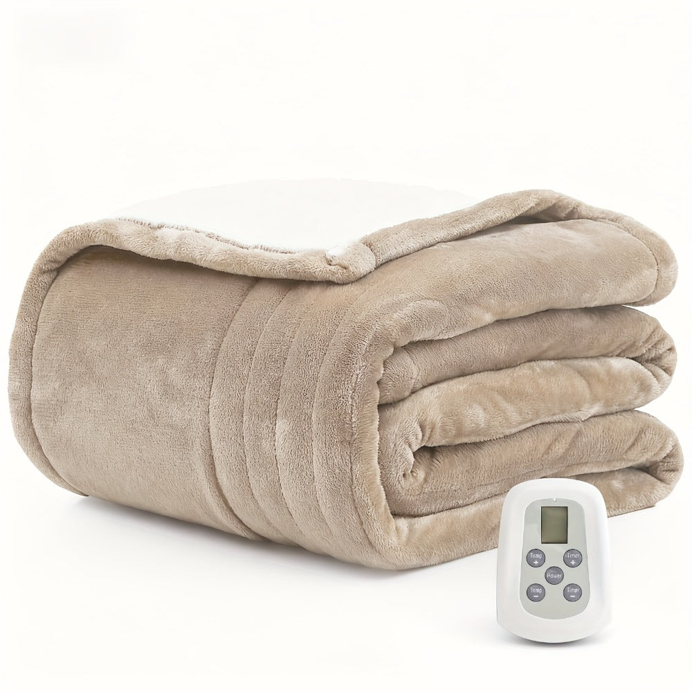 Dual Control Electric Heated Blanket with 10 Heat Levels - 10-Hour Auto Shutoff, Overheat Protection, Fast Heating, Soft Flannel, Machine Washable, 4 Sizes & 4 Colors, Bedroom Gift Blanket