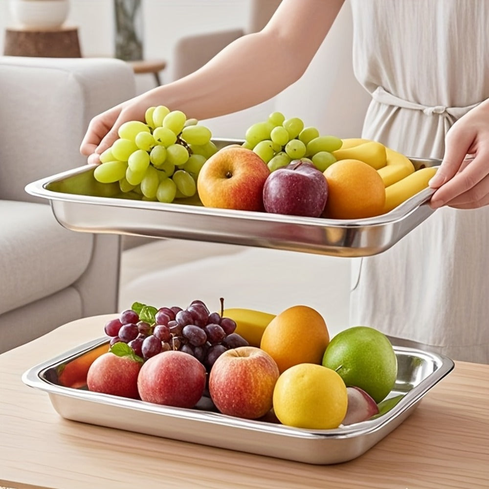 Stainless Steel Food Storage Containers Set of 5 with Lids - Stackable Baking Trays for Meal Prep, Refrigerator Organization & Kitchen Use