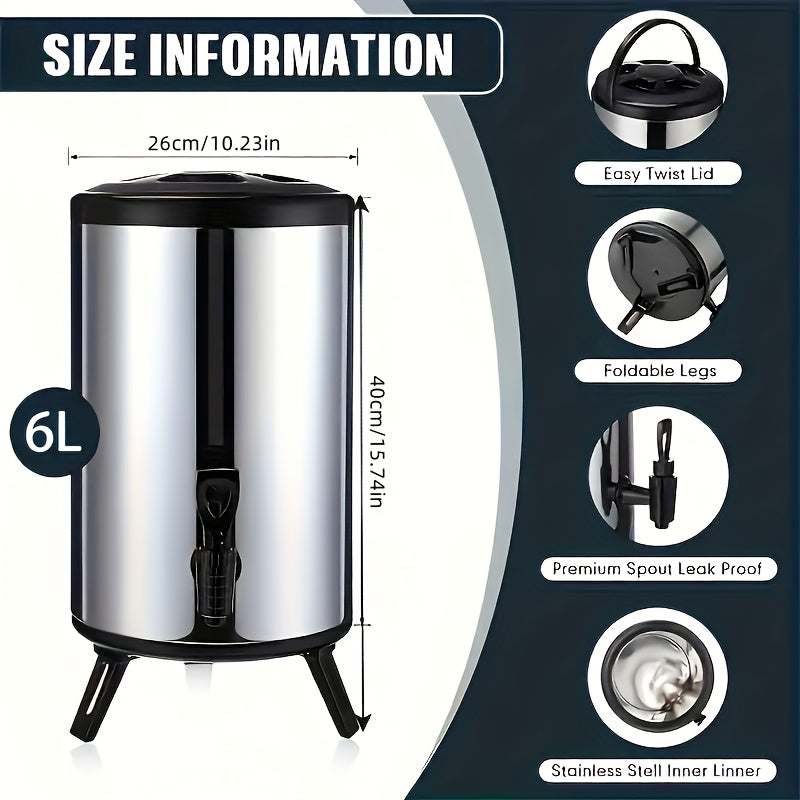 Insulated Beverage Dispenser Large Capacity - Hot & Cold Drink Server for Coffee Tea Juice, Ideal for Home Kitchen Party Catering Travel - 1.59 Gal & 2.11 Gal