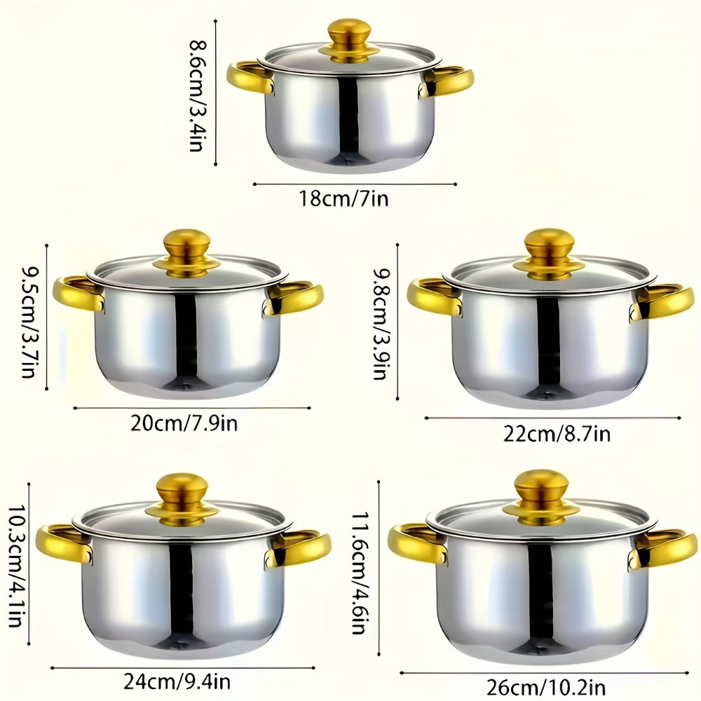 Non-Stick Cookware Set Pots and Pans 10 & 12 Piece ¨C Heat-Resistant Frying Pan, Saucepan & Stewpot | Honeycomb Coating Stainless Steel Kitchen Cooking Set for All Stoves | Stylish Durable Multifunctional