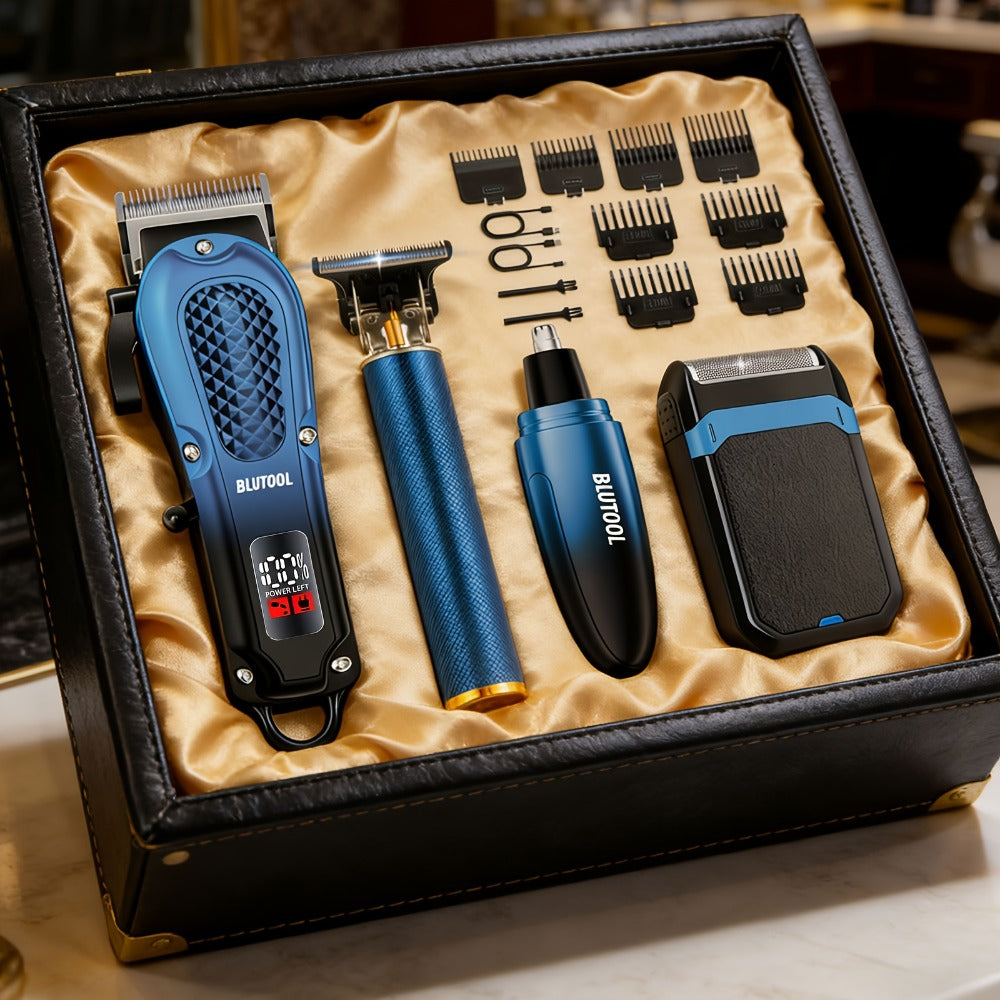 Electric Hair Trimmer & Beard Shaver Set for Men - Professional Rechargeable Hair Clipper with LED Display, All-in-One Grooming Kit for Daily Use, Home Barber & Gift for Men - Multiple Colors