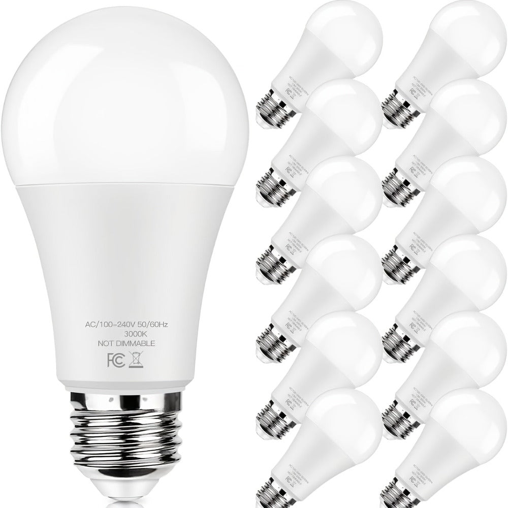 LED Light Bulbs 100W Equivalent A19 13W E26 Base 1500 Lumens Super Bright Non-Dimmable No Flicker Bulb for Home Bedroom Office Lamp 3000K Warm White 5000K Daylight 12 Pack 24 Pack