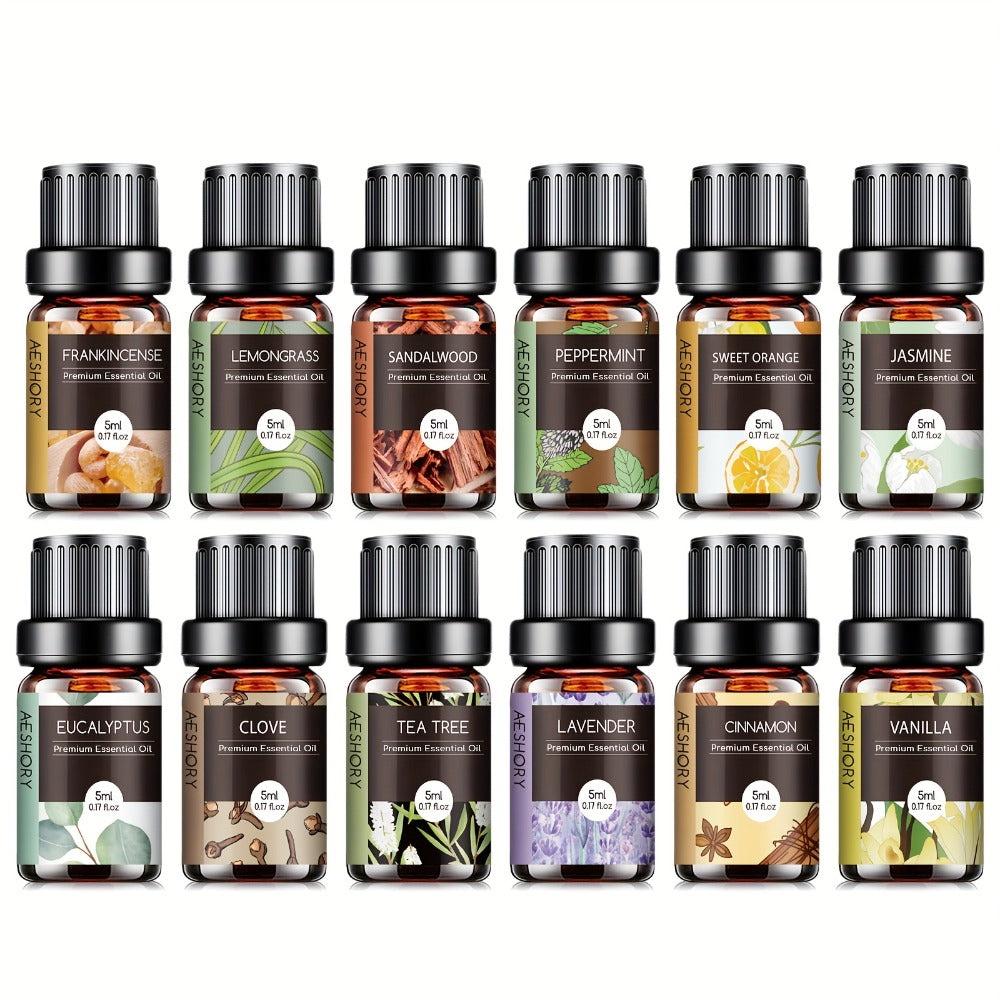 Essential Oil Set ¨C Pure Natural Aromatherapy Oils in Amber Glass Bottles for Diffuser & Humidifier, DIY Fragrance, Valentine's Day & Holiday Gift for Women, Girls, Friends & Family (12/20/26pcs)